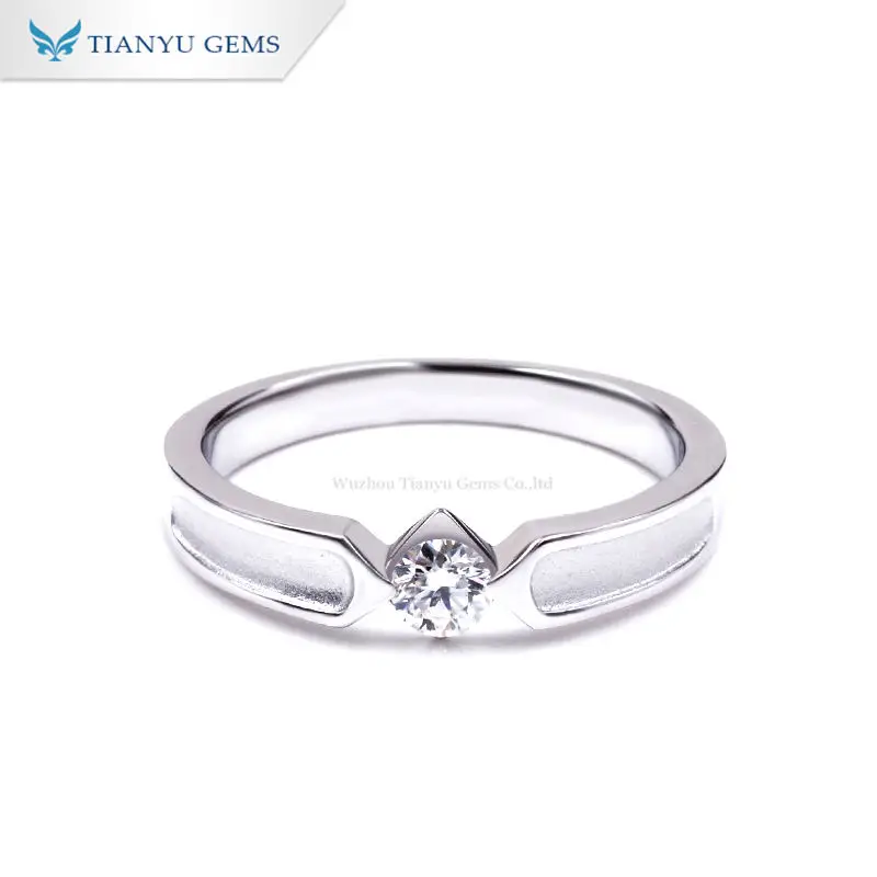 White Gold Plated Moissanite Rings Sterling Silver Engagement Ring Solitaire Ban - £40.41 GBP