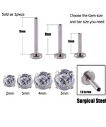 1pc Surgical Steel Prong Set Zircon Ear Helix Tragus Lip Stud Cartilage ... - £8.57 GBP