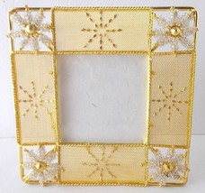 Embellished Metal Wire Mesh Picture Frame Hollywood Regency Gold Beaded Stars - £3.81 GBP