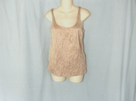 J. Crew  tank top bling Size 8 beige metallic crinkle silk mixed media - $16.61