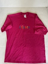 Atlanta Jerzees Graphic T-Shirt Pink Mens USA 90s Size XL Georgia Rare B... - $26.62