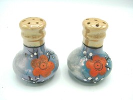 ANTIQUE HAND PAINTED Daisy PORCELAIN ROUND SALT AND PEPPER SHAKERS Flora... - £19.41 GBP