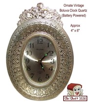Vintage Oval Bulova Alarm Clock Stand Alone Desk, Dresser, Ornate Vanity Clock - £31.93 GBP