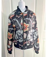 White Mark Women’s Black Floral Bomber Jacket Winter Collection, Size Med - $27.34 CAD