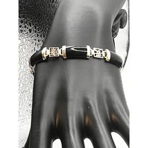 Vintage 925 Sterling Silver and Onyx Link Bracelet Signed FAS - $51.23