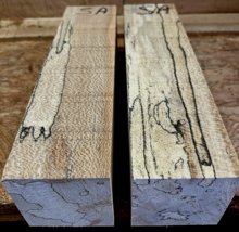 TWO (2) SPALTED QUARTERSAWN SYCAMORE TURNING BLANKS TURNING WOOD 3&quot; x 3&quot;... - £38.14 GBP