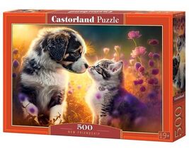 500 Piece Jigsaw Puzzle, New Friendship, Animal puzzle, Cat &amp; Dog, Puppy, - $17.94