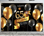 Happy 65Th Birthday Backdrop Banner - 65 Birthday Party Decorations Supp... - £18.62 GBP