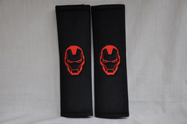 2 pieces (1 PAIR) Iron Man Embroidery Seat Belt Cover Pads (Red on Black) - $16.99
