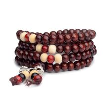 Stretch Wrap Mala Bracelet 108 6mm Bead Beautiful Brown Wood Prayer Budd... - $4.95