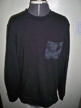 MEN&#39;S ON THE BYAS BLACK CREW FLEECE PULLOVER SWEATSHIRT TIE DYE POCKET N... - $34.99