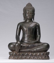 Antigüedad Khmer Estilo Bronce Enlightenment Sentado Buda Estatua - 46cm/45.7cm - £1,071.58 GBP