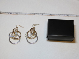 Ladies Womens Avon Shiny Circles dangle Earrings Goldtone &amp; Silvertone NIP;; - £12.33 GBP
