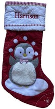 Pottery Barn Quilted Juggling Penguin Christmas Stocking Monogrammed HARRISON - £23.70 GBP