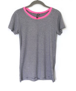 Electric Pink Women&#39;s Striped T Shirt Size M  Black White NWOT - $37.22 CAD