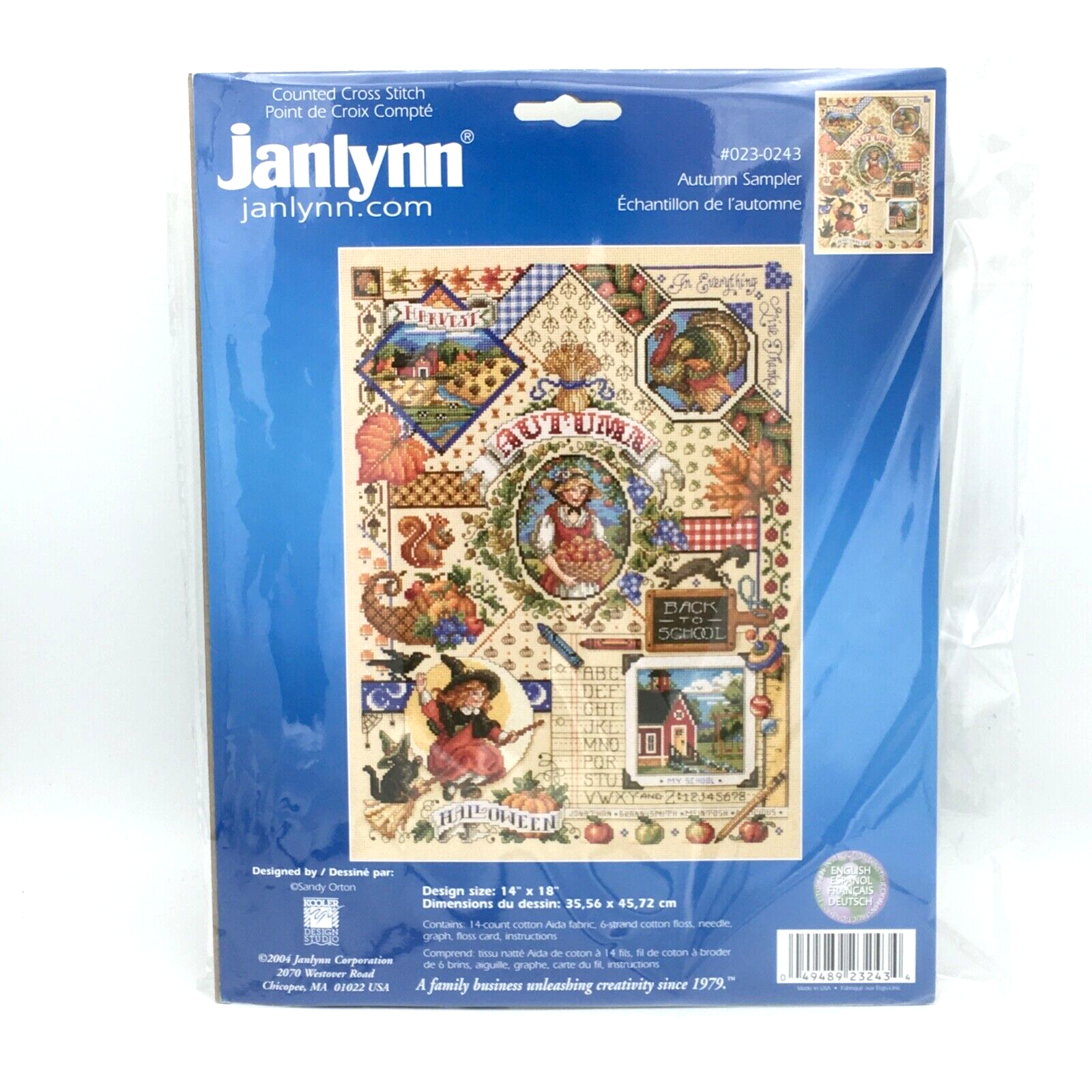 JANYLNN Autumn Sampler 023-0243 counted cross stitch kit - Halloween 14x18" Aida - $50.00