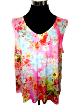 Concepts Blouse Women&#39;s Size XXXL Multicolor Floral Beaded Sleeveless Pullover - $15.84