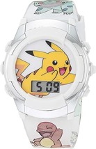 NEW Pokemon Pikachu Digital LCD Quartz Watch w/ Flashing LED Lights white round - £8.00 GBP