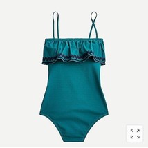 J.Crew Swimsuit Ruffle Bandeau One-Piece with Rickrack Spicy Jade NEW NWT J1804 - £47.28 GBP