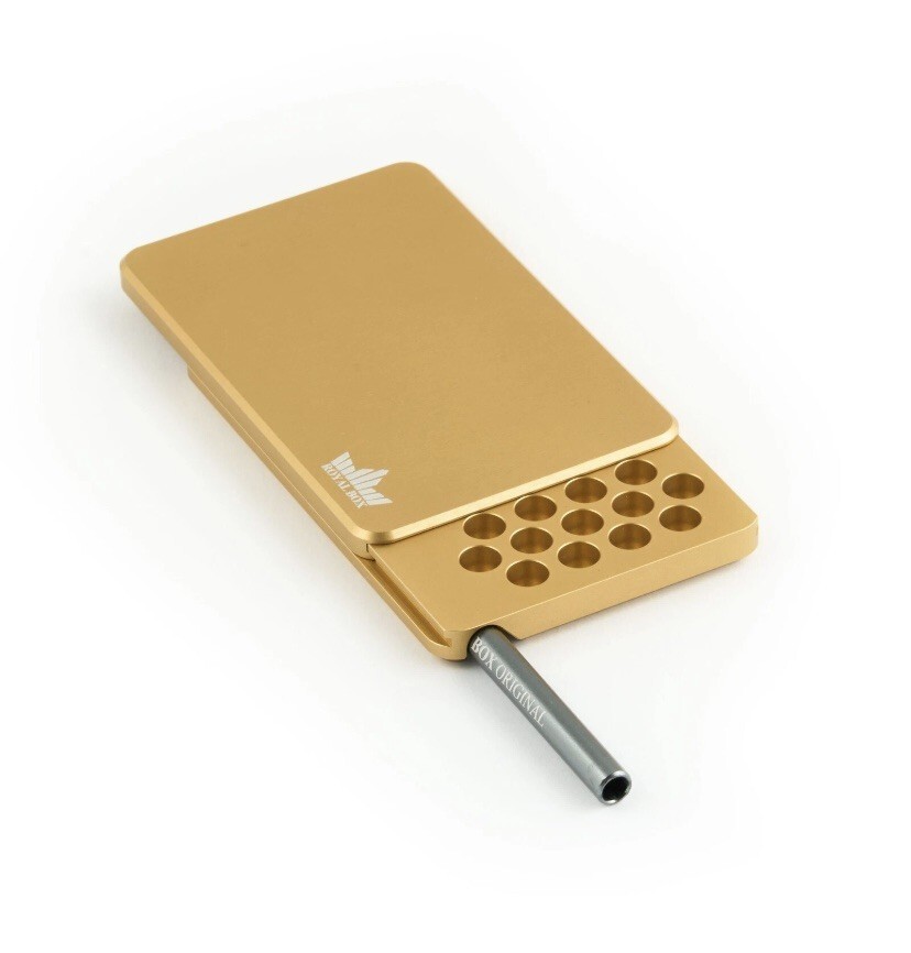 Royal Box Golf Edition Gold 8 Slot Luxury Snuff Box Built in 3” Metal Straw New Item image 3