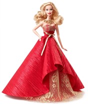 Holiday Barbie Doll 2014 in Posh Princess Red and Gold Satin Gown, Mattel - £43.24 GBP