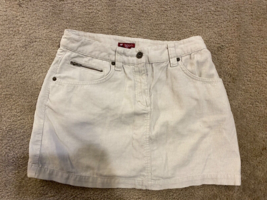 H&amp;M LOGG cream tan denim skirt size 6 zipper pockets mini - £12.57 GBP