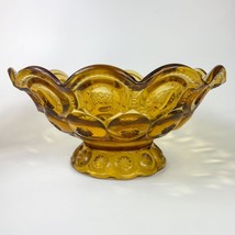 L E Smith Moon and Star Amber Crimped Compote  #6211 - £31.14 GBP
