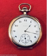 1919 ELGIN 12s POCKET WATCH 17 JEWELS OPEN FACE HINGED GOLD-FILLED CASE ... - $358.43 CAD