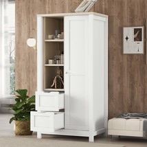 Modern Wardrobe w/ Hanging Rod &amp; Drawers - White - $6,804.50 MXN