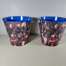 Marvel Avengers Pails Lot of 2 Tin Buckets with Handle Easter Baskets - £10.80 GBP