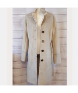 Eivissa Taupe Faux Suede Shearling Button Front Long Line Coat Medium - $77.83 CAD