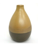 Three Tone Brown Ombre Pottery Jug Vessel Vase 8.5&quot; Tall 6&quot; Wide - $18.80