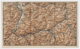 1905 Antique Map Of Vicinity Of Gruyeres Rougemont Saanen Gstaad / Switzerland - £19.48 GBP