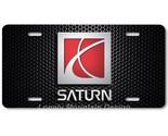 Saturn Car Logo Inspired Art on Mesh FLAT Aluminum Novelty License Tag P... - £14.25 GBP