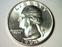 1964 WASHINGTON QUARTER CHOICE UNCIRCULATED CH. UNC. NICE ORIGINAL COIN - $14.50