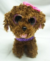 Ty Beanie Boos Big Eyed Brown Maddie Puppy Dog W/ Bow 5&quot; Plush Stuffed Animal - £11.61 GBP