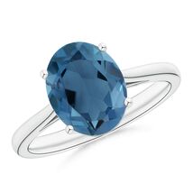 ANGARA Natural London Blue Topaz Solitaire Cocktail Ring in Silver (10x8mm) - $265.05+
