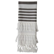 Gray Striped 27 x 18 Inch Woven Cottagecore Kitchen Tea Towel - £8.43 GBP