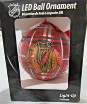 NHL Chicago Blackhawks LED Ball Ornament Glitter Plaid by Team Sports Am... - £19.63 GBP