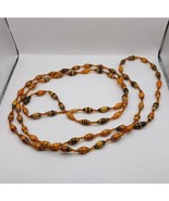 Long Coated Paper and Amber Bead Necklace - €43,22 EUR