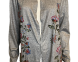 NWT Chico&#39;s Gray Open Long Sleeve Cardigan with Floral Print Size XL - $28.49