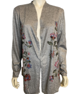 NWT Chico&#39;s Gray Open Long Sleeve Cardigan with Floral Print Size XL - €24,45 EUR