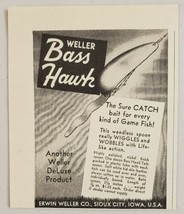 1953 Print Ad Weller Bass Hawk Fishing Lures Erwin Weller Co. Sioux City,Iowa - £8.06 GBP