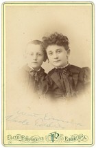 Circa 1880&#39;S Named Cabinet Card Beautiful Victorian Brother &amp; Sister In Erie, Pa - £8.13 GBP