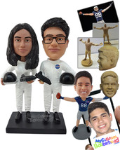 Personalized Bobblehead Astronauts couple ready to enter spaceship holding their - £124.24 GBP