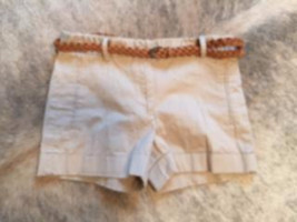 ZARA BASIC Khaki Shorts Braided Leather Belt SZ XS EUC - $369.07 MXN