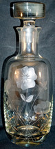 Heavy Glass Decanter and Stopper with Lovely Etched Flowers - £24.03 GBP