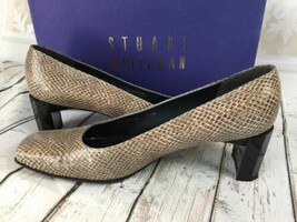 Stuart Weitzman Natual Diamondback Gray Snake Embossed Leather Pumps SZ ... - $22.00