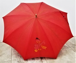 1930 vintage WALT DISNEY PRODUCTIONS UMBRELLA red DONALD DUCK MICKEY MOUSE - $123.70