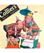 Collier&#39;s Monkeys Baby Stroller 1941 Lithograph Magazine Cover Antique A... - $1,130.65 MXN